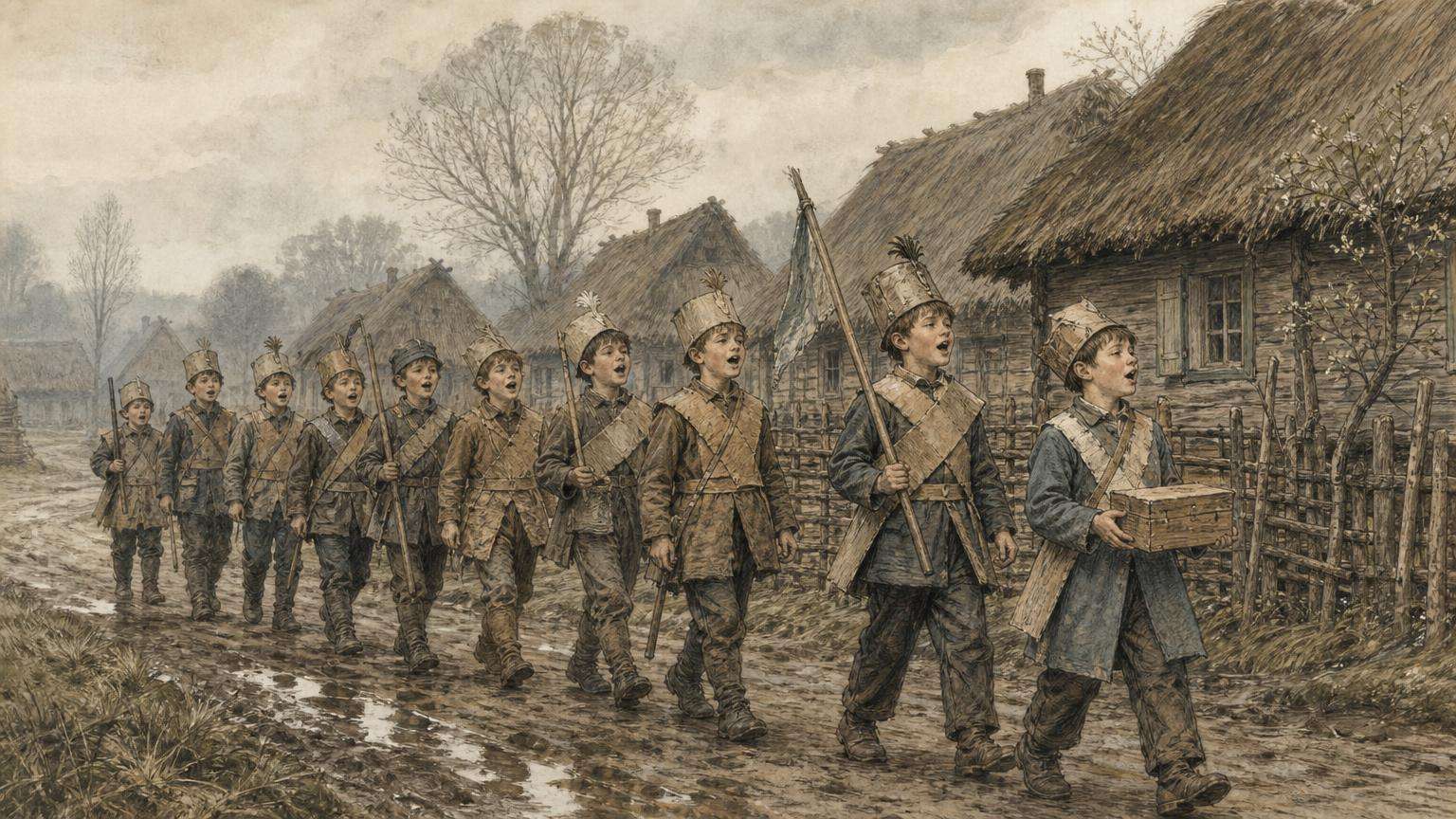 Ilustrácia k povesti: Chodenie na svätého Gregora
