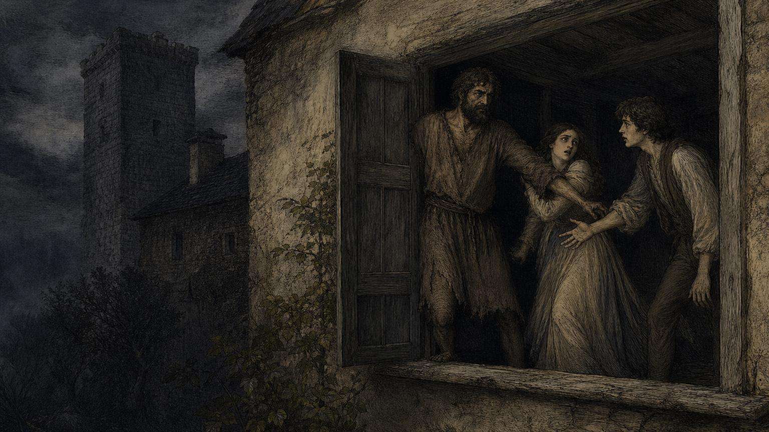Ilustrácia k povesti: Okno, do ktorého nesvieti ani mesiac
