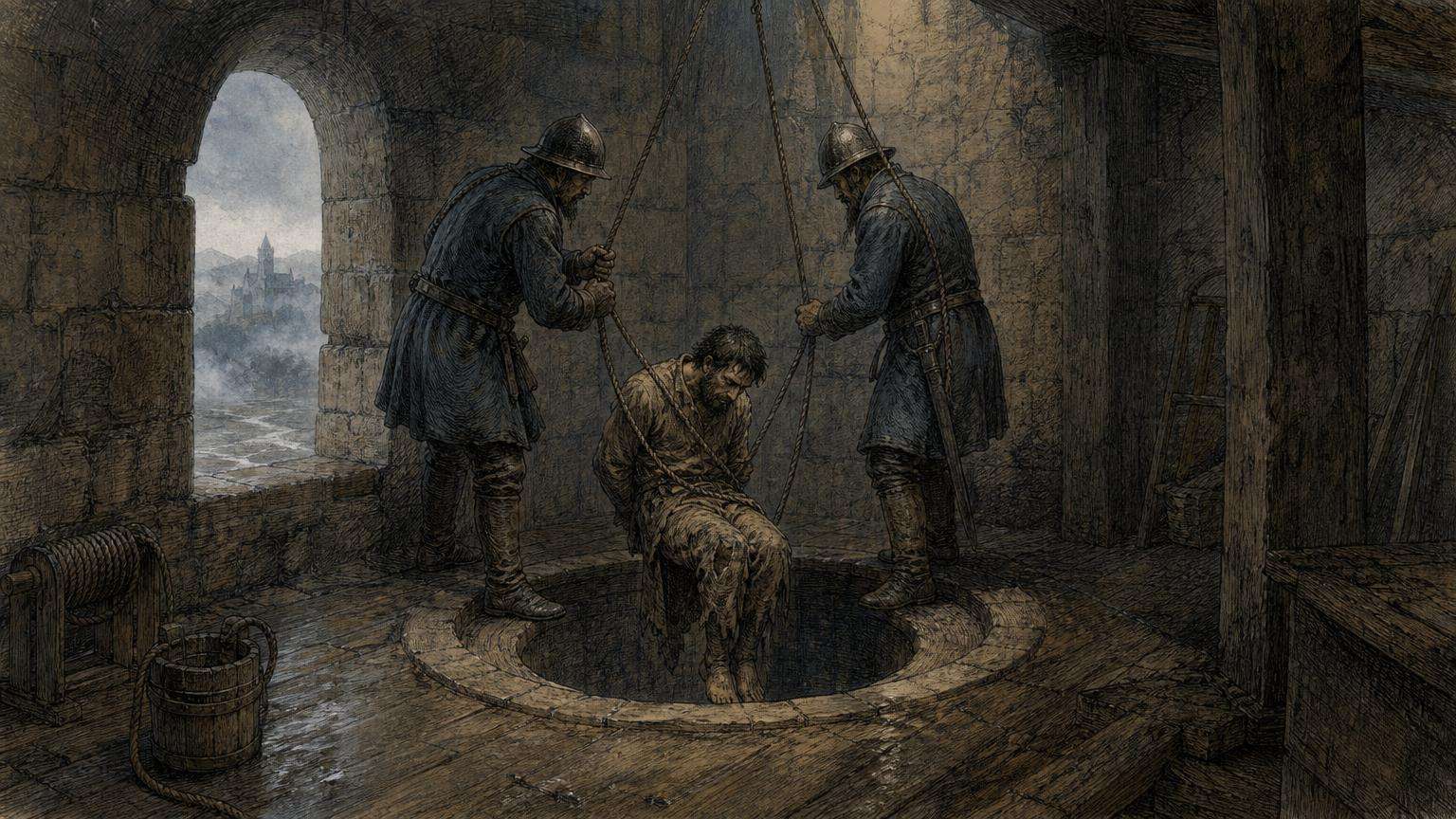 Ilustrácia k povesti: Železná panna a hladomorňa