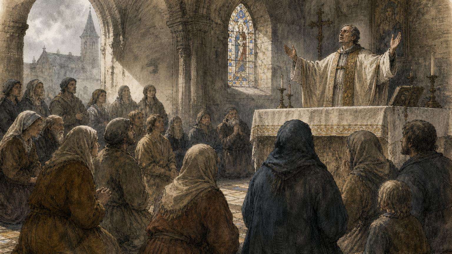 Ilustrácia k povesti: Farár, ktorý si deň vopred predpovedal smrť