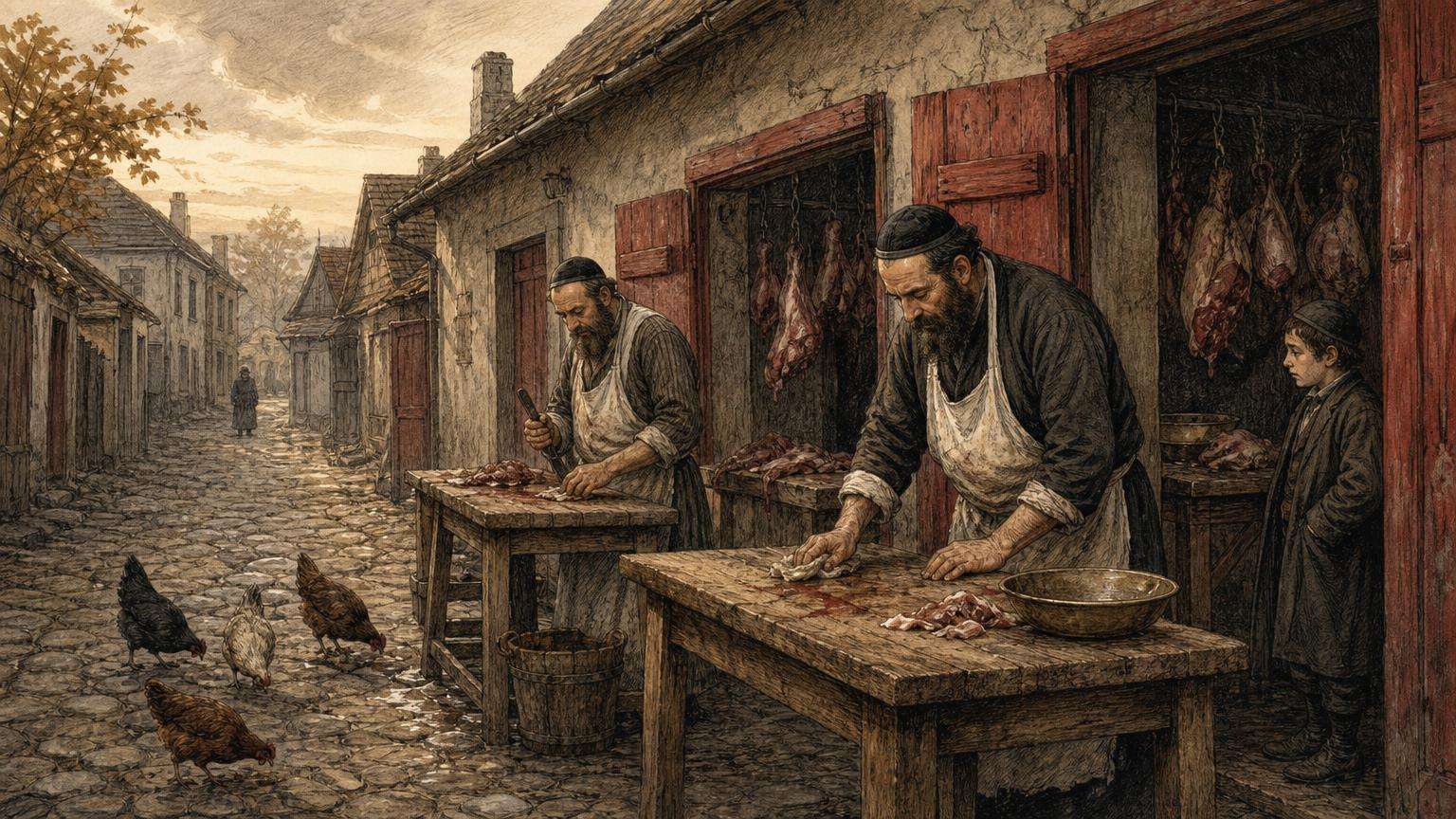 Ilustrácia k povesti: Prečo sa ulici hovorí Červená
