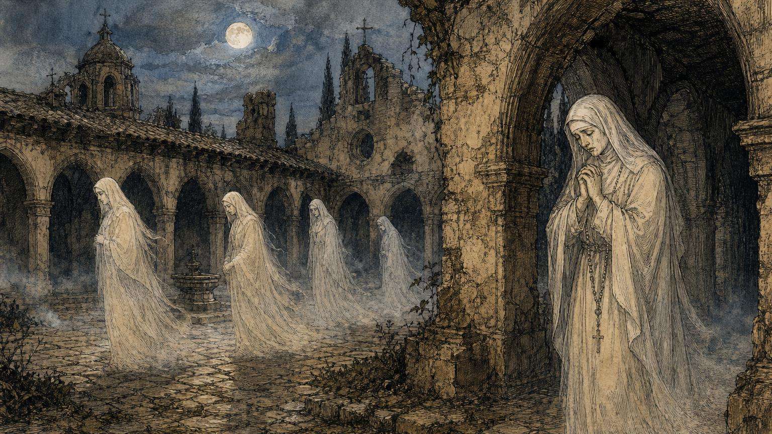 Ilustrácia k povesti: Mníšky, za ktoré sa nikto nemodlí