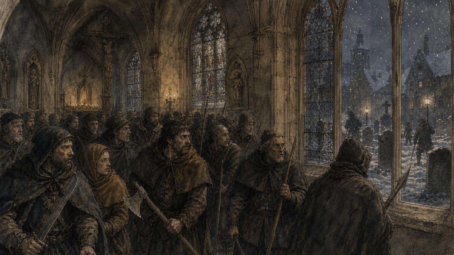 Ilustrácia k povesti: Ozbrojený Štedrý večer roku 1590