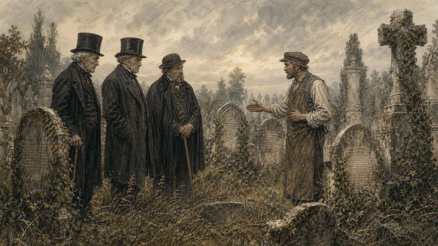 Ilustrácia k povesti: Osemdesiattisíc za náhrobky