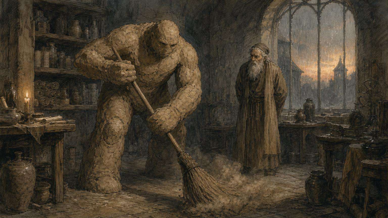 Ilustrácia k povesti: Golem