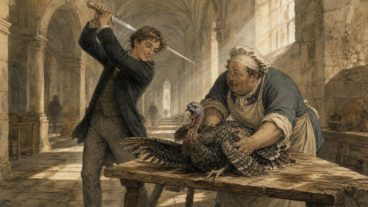 Ilustrácia k povesti: Meč, na ktorom zostala krv moriaka