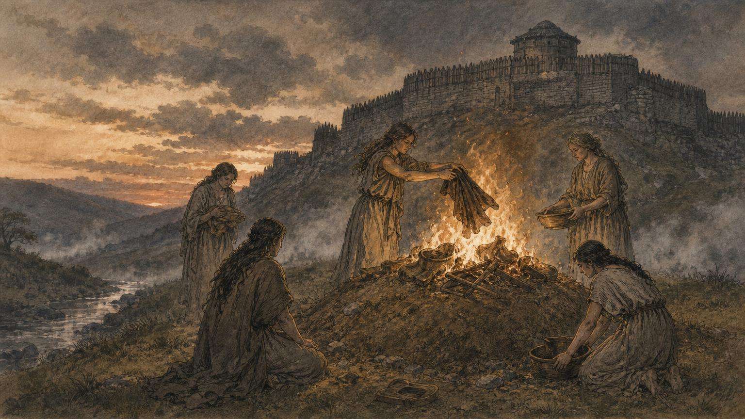 Ilustrácia k povesti: Oheň na kniežacom hrobe