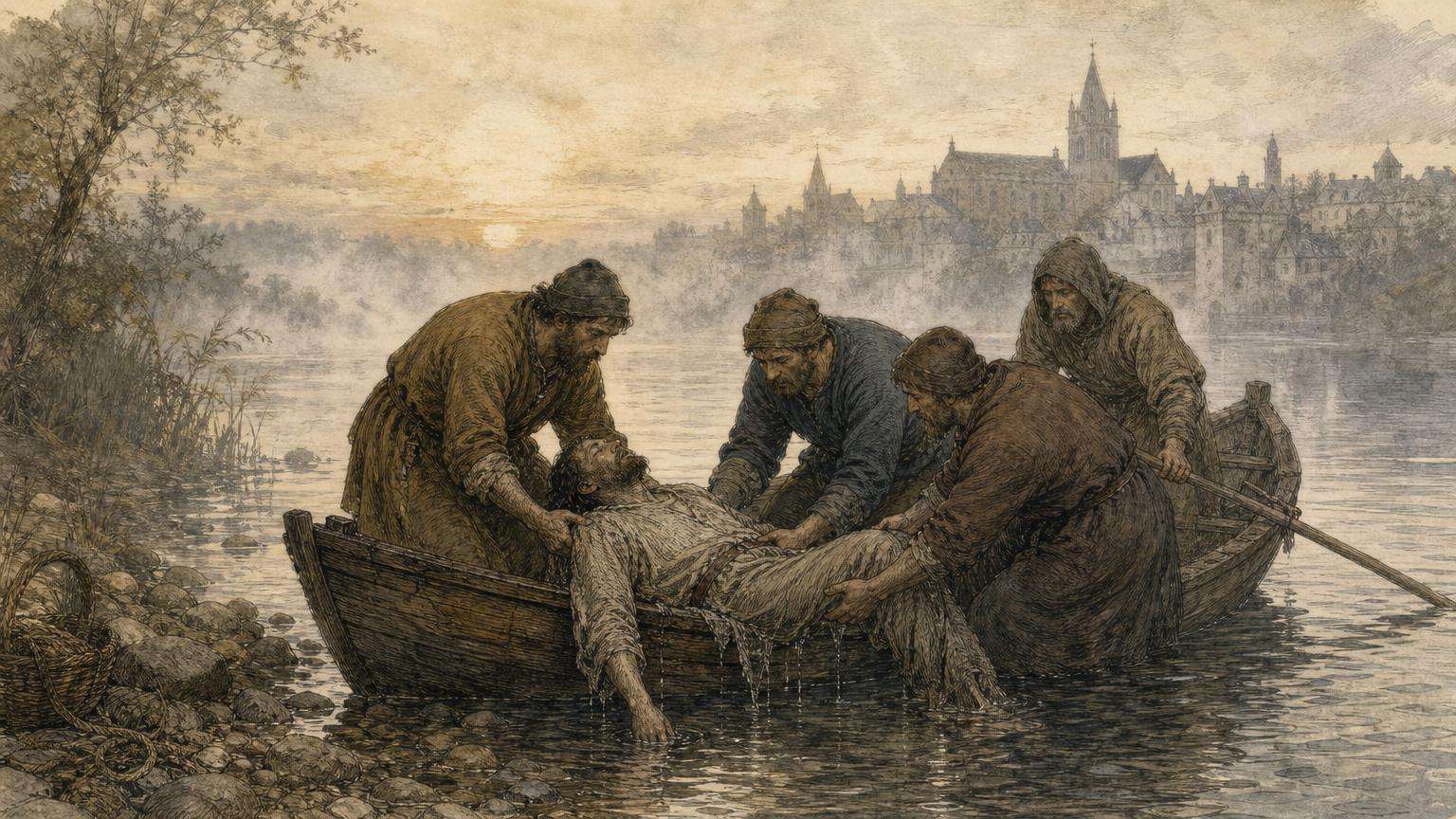Ilustrácia k povesti: Kam priplávalo telo svätého Jána