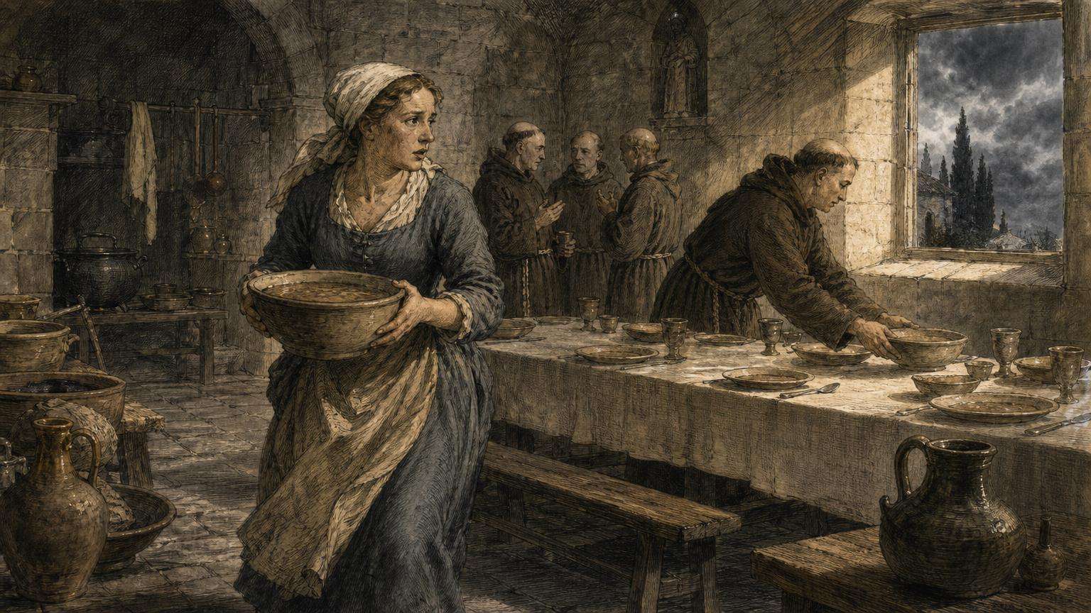Ilustrácia k povesti: Zámena mís