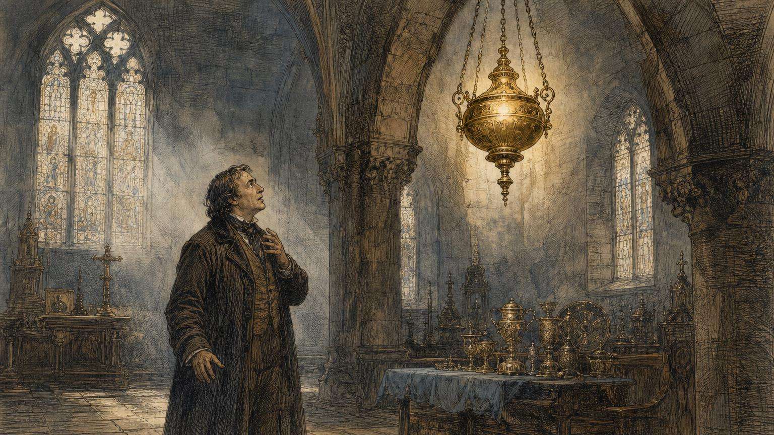 Ilustrácia k povesti: Lampa, ktorá sa vrátila sama