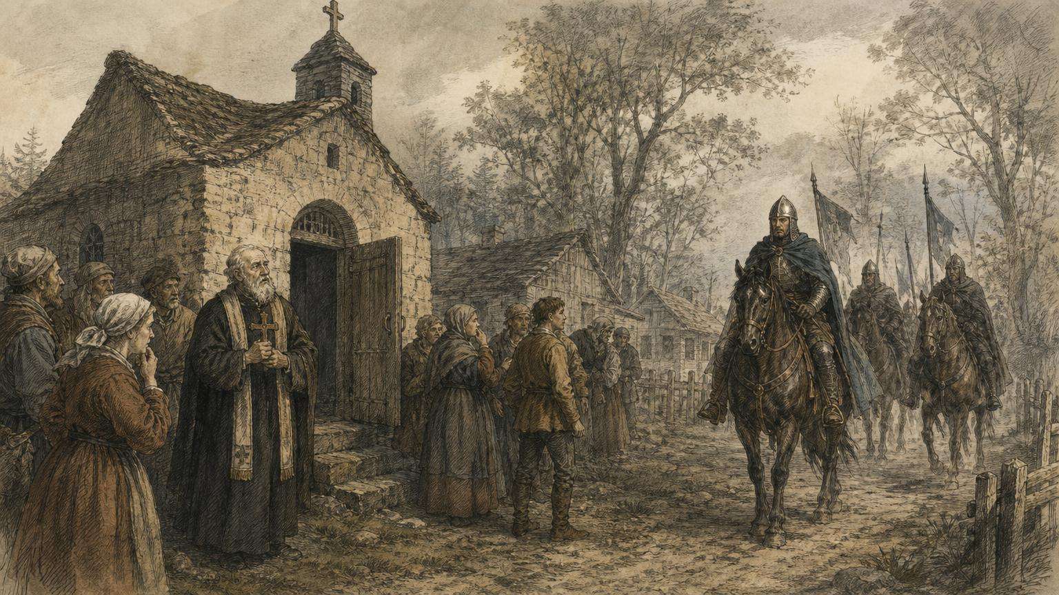 Ilustrácia k povesti: Kostol, ktorý zrušila Drahomíra