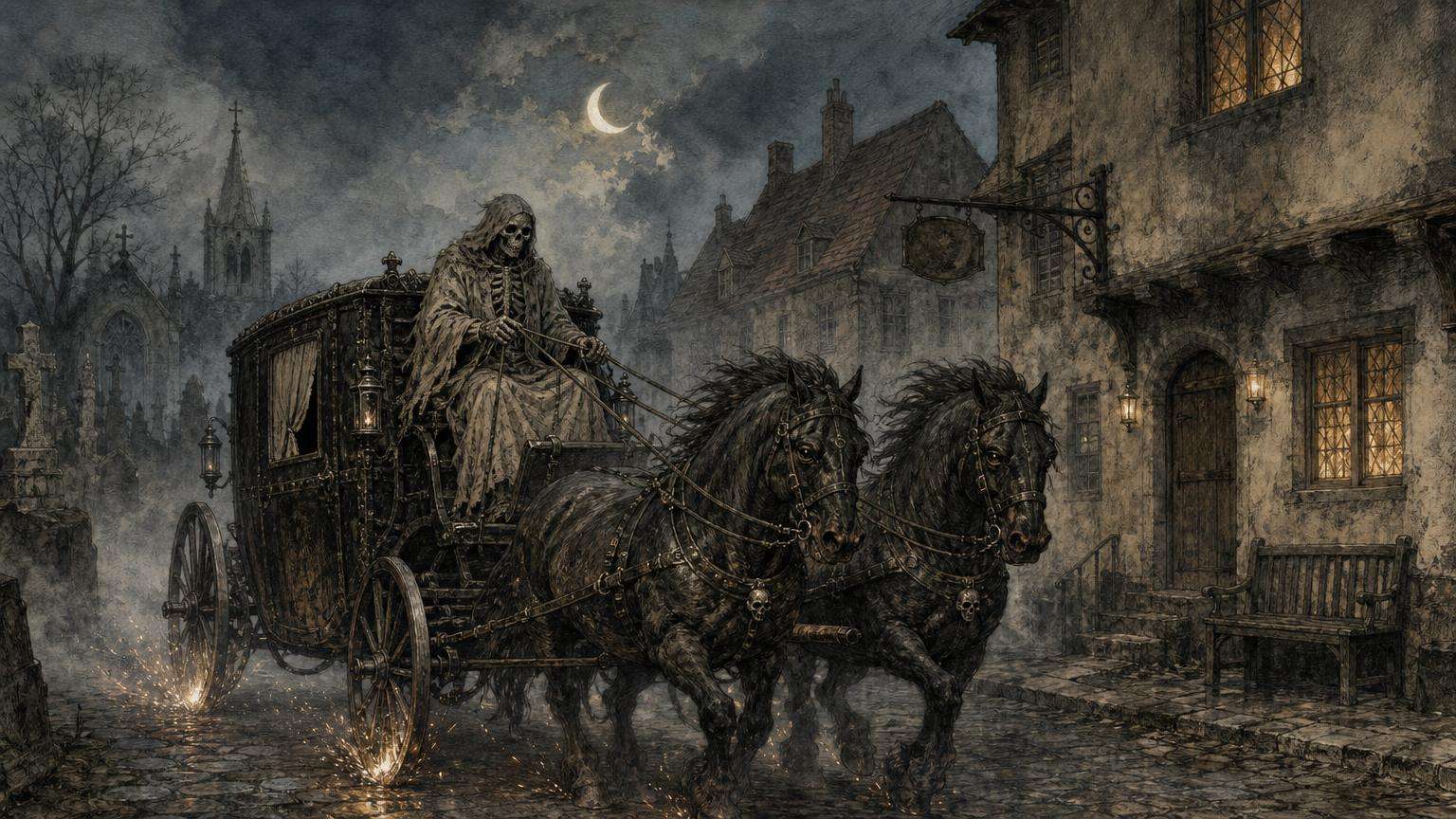 Ilustrácia k povesti: Hriešnik na pekelnom voze