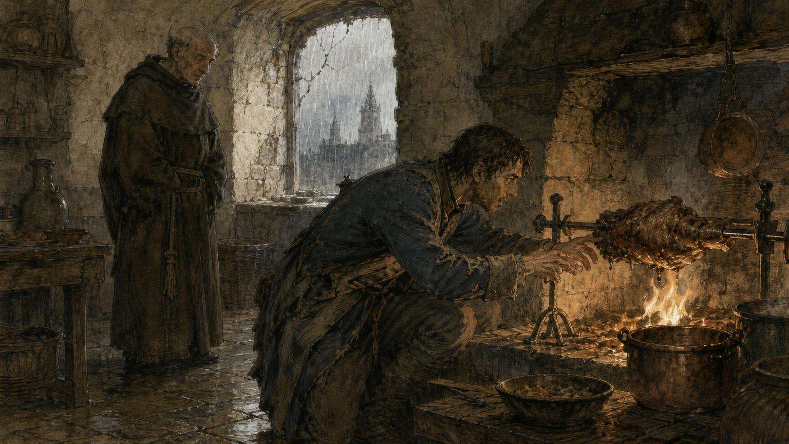 Ilustrácia k povesti: Za pečenú mačku dukát