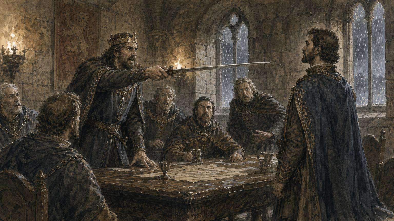 Ilustrácia k povesti: Kráľ tasí meč na Fantina
