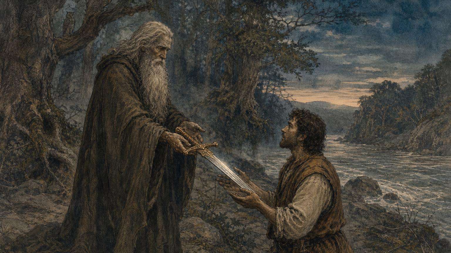 Ilustrácia k povesti: Meč od pustovníka a plamene k Blaníku