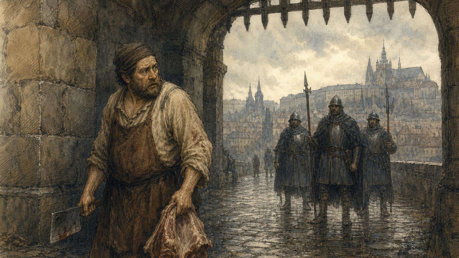 Ilustrácia k povesti: Mäsiar Hůlka, ktorý sa nesmel vrátiť