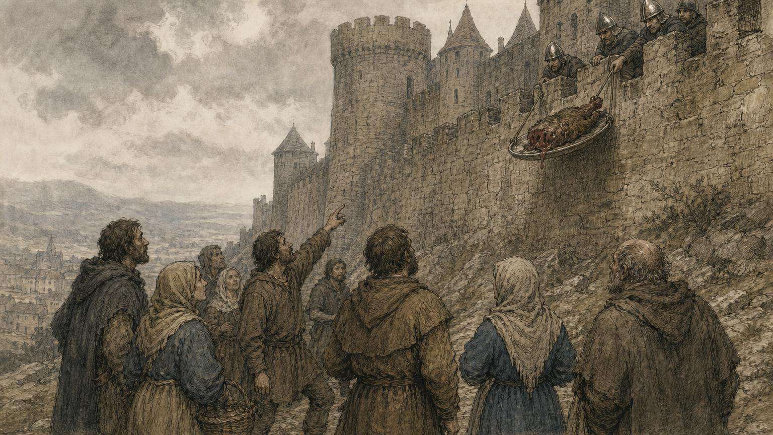 Ilustrácia k povesti: Krajčír Hedvika a cap na Karlštejne