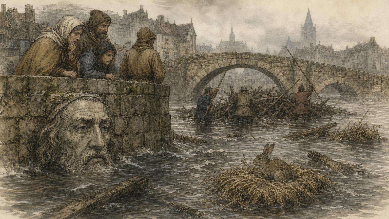 Ilustrácia k povesti: Bradáč a znamenie veľkej vody