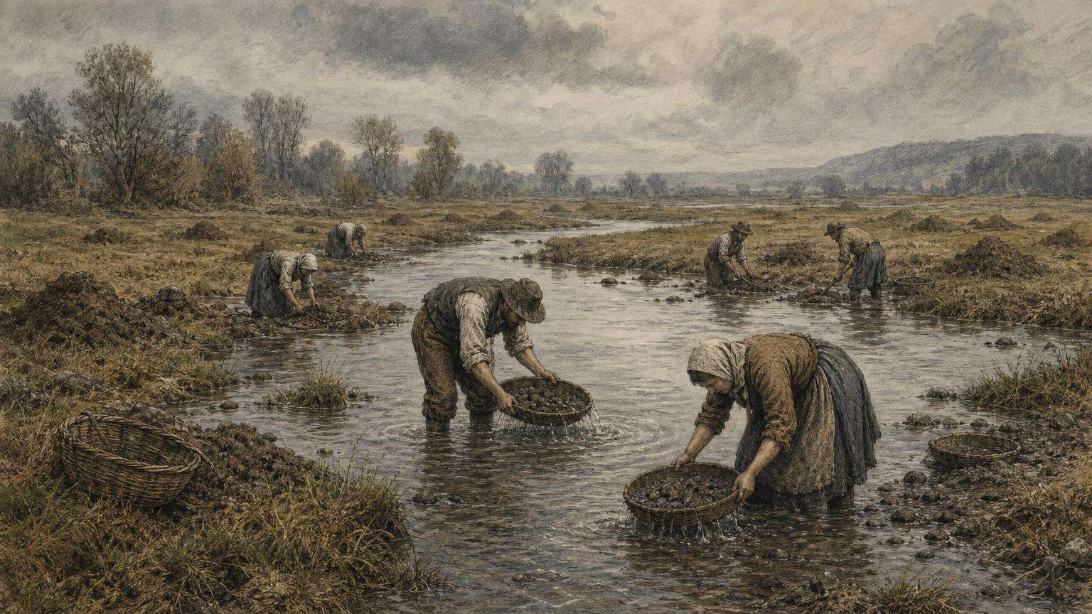 Ilustrácia k povesti: Ryžovnícke kôpky na Kráľovskej lúke