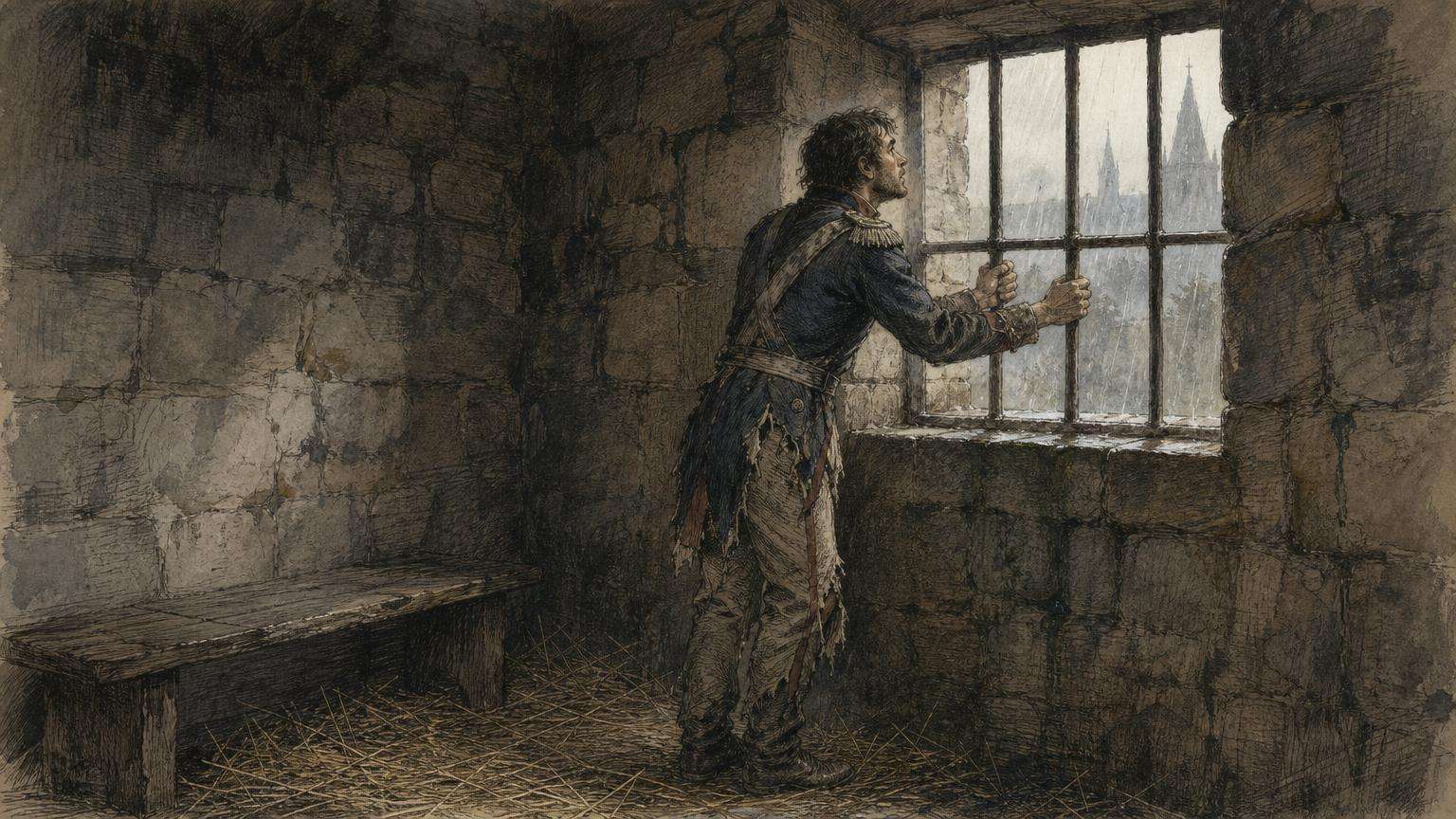 Ilustrácia k povesti: Vojak, ktorého zavreli do blázinca
