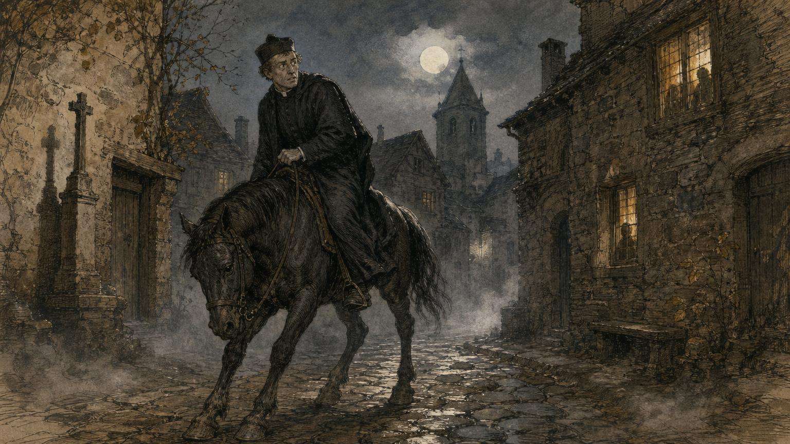 Ilustrácia k povesti: Kňaz, ktorému sa nechcelo od večere