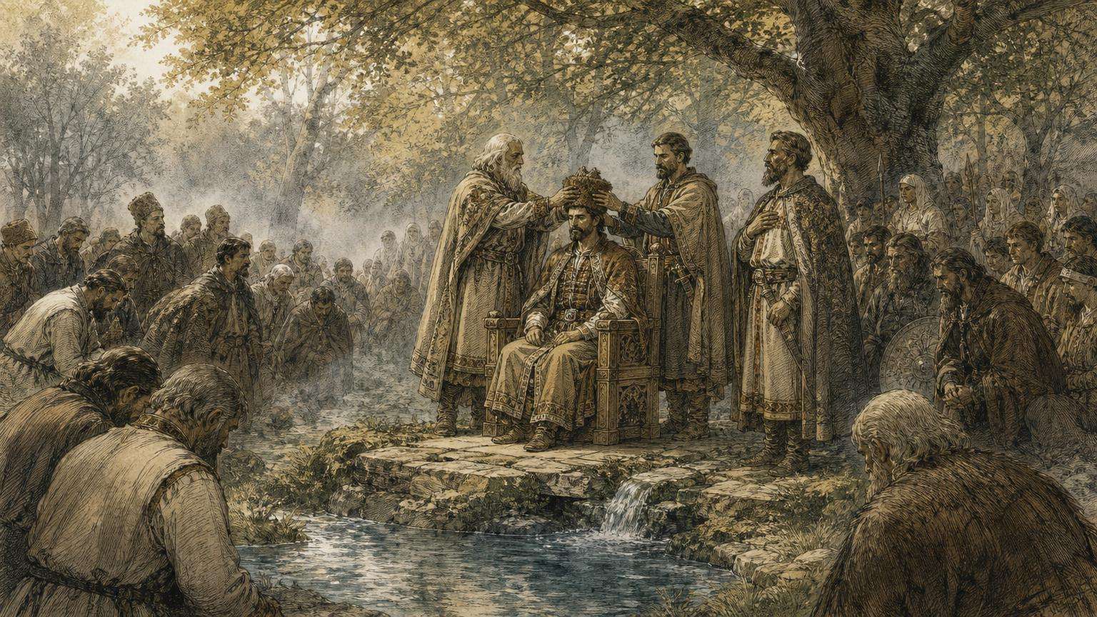 Ilustrácia k povesti: Voľba pri Jezerke